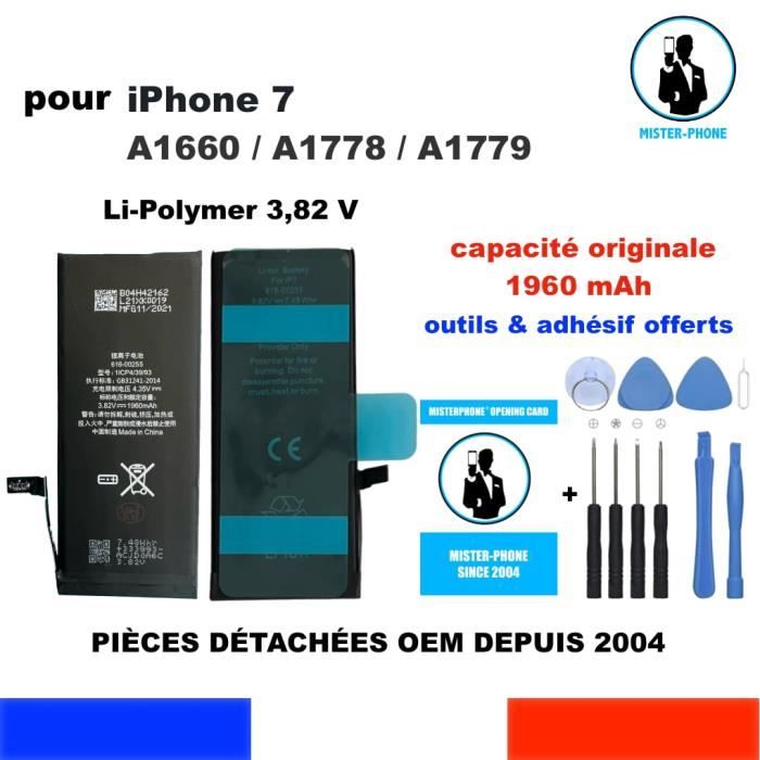 OnlyTech - Batterie Premium De Remplacement Pour IPhone 7 - 1960mAh Avec Adhésif Pré-collé - Autonomie Renouvelée