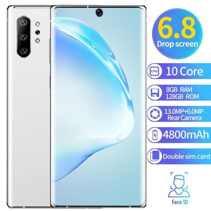 Vente Téléphone portable Android Smartphone Note10+ 6.5" HD+ - caméra vraiment perforé d'écran -Double SIM carte - 3 caméras arrière - Face ID - Full écran-b pas cher Vente Téléphone portable Android Smartphone Note10+ 6.5" HD+ - caméra vraiment perforé d'écran -Double SIM carte - 3 caméras arrière - Face ID - Full écran-b pas cher