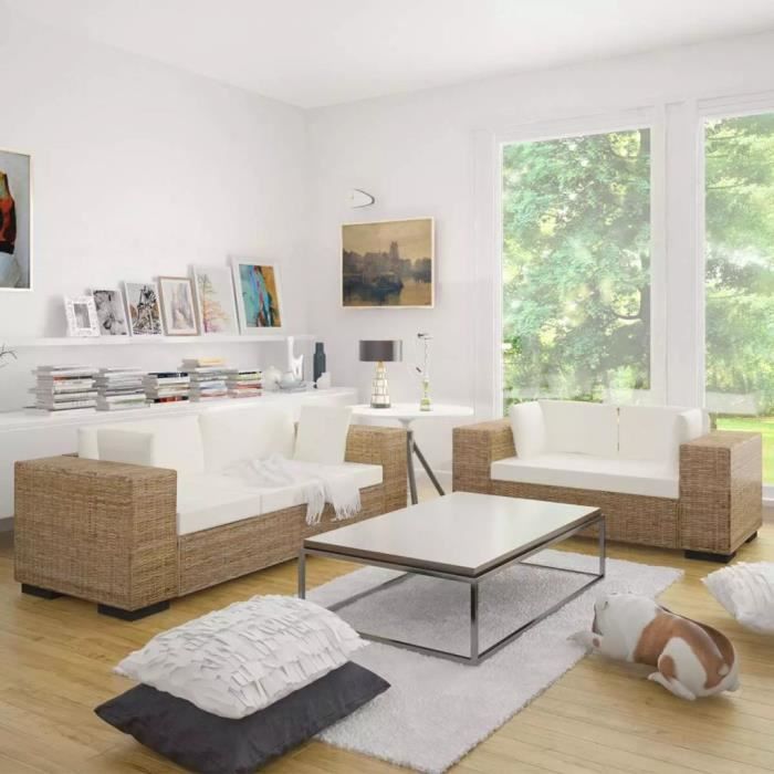 ensemble de canapes a 2 et a 3 places rotin veritable canape convertible canape d angle achat vente canape sofa divan cdiscount