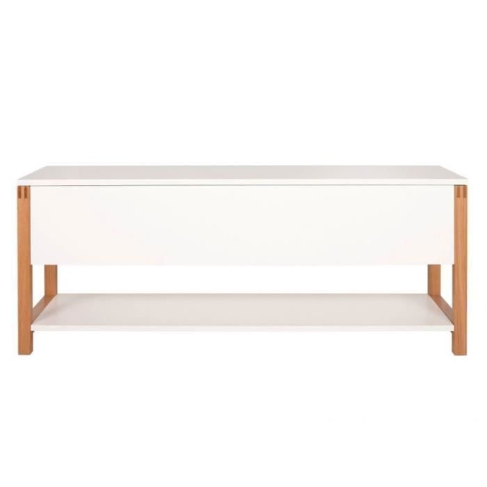 banc de rangement design - paris prix - northgate - bois massif - chêne & blanc - 120cm