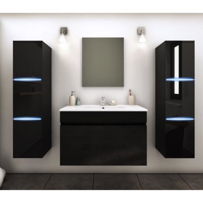 Ensemble Meuble Salle De Bain Lecce 80cm Noir Paris Prix