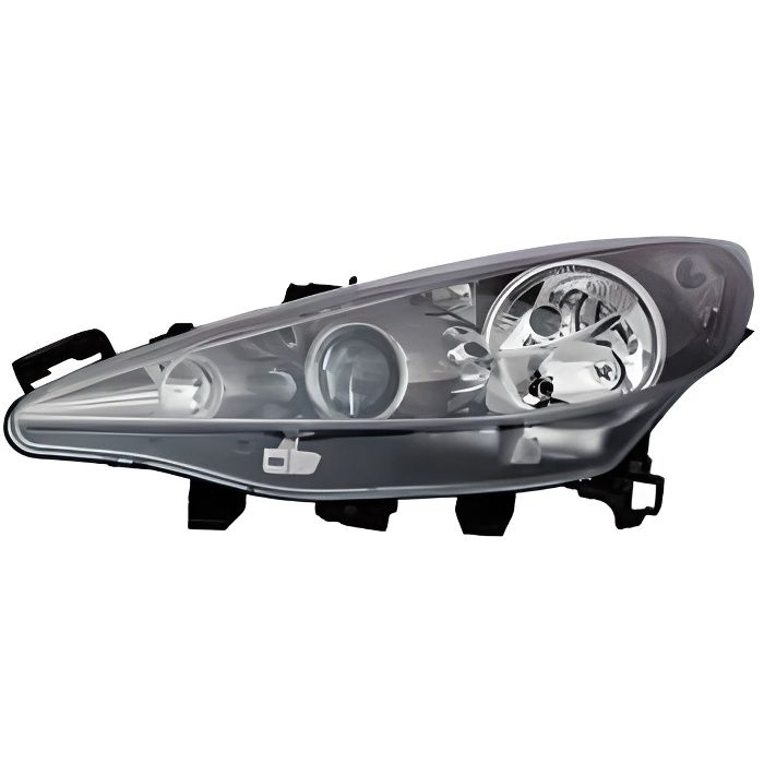 Phare Optique avant gauche PEUGEOT 207 CC phase 1, 2007-2009, H7+H7+H1, noir, Neuf.