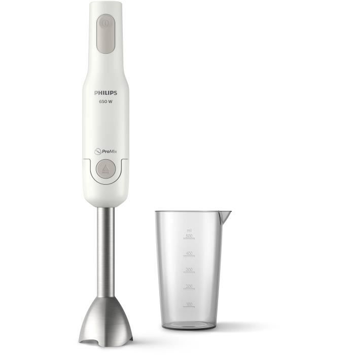 philips mixeur plongeant hr2534/00, 650w, lames promix, pied détachable acier inoxydable, verre doseur inclus, anti-éclaboussure