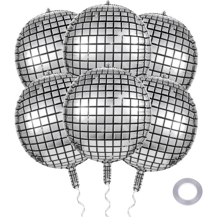Lot De 9 Ballons Disco Aluminium 22 Pouces (55.9cm) - Effet Miroir 4D Multicolore - Pour Fête, Mariage, Anniversaire - 9