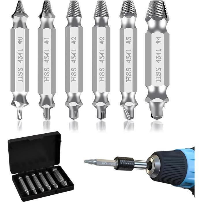 Extracteur De Vis, 6 Pièces Endommagé Vis Extracteurs, Tourne A Double Gauche Extracteur
