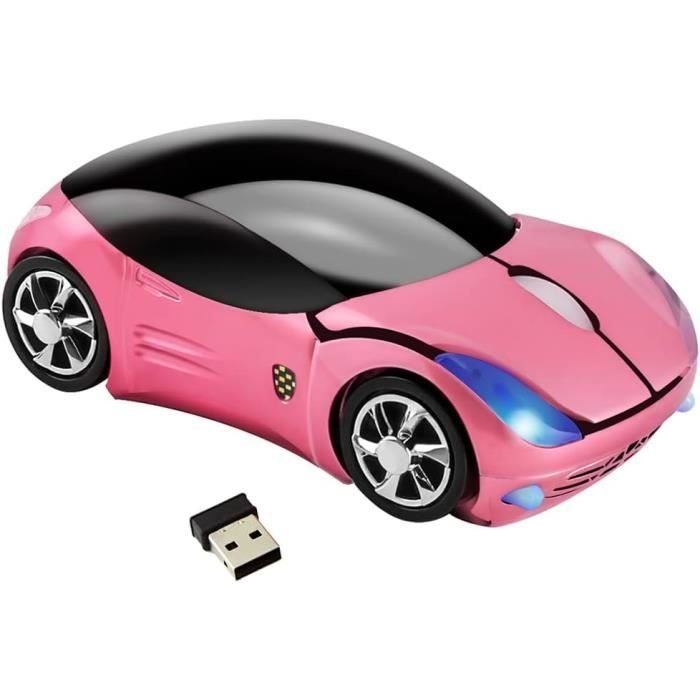 Souris Optique Sans Fil En Forme De Voiture De Sport - 2,4 GHz - 1000 DPI - Pour PC, Mac, Linux - Noir