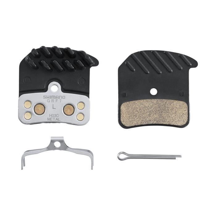 Plaquettes de frein vélo Shimano H03C-MF en métal avec ailette et ressort - noir