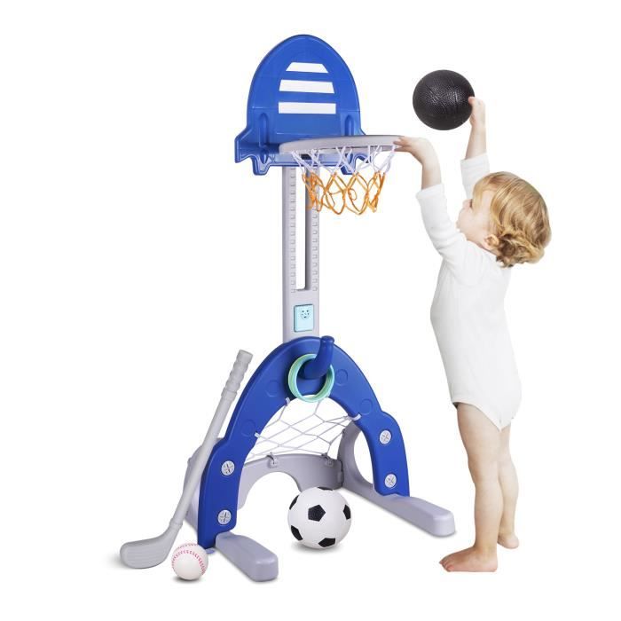 PANIER BASKET SUR PIED + BALLON JEU JOUET POUR ENFANT AJUSTABLE EN HAUTEUR  TRANSPORTABLE EN VALISE - 1.7m - Cdiscount Sport