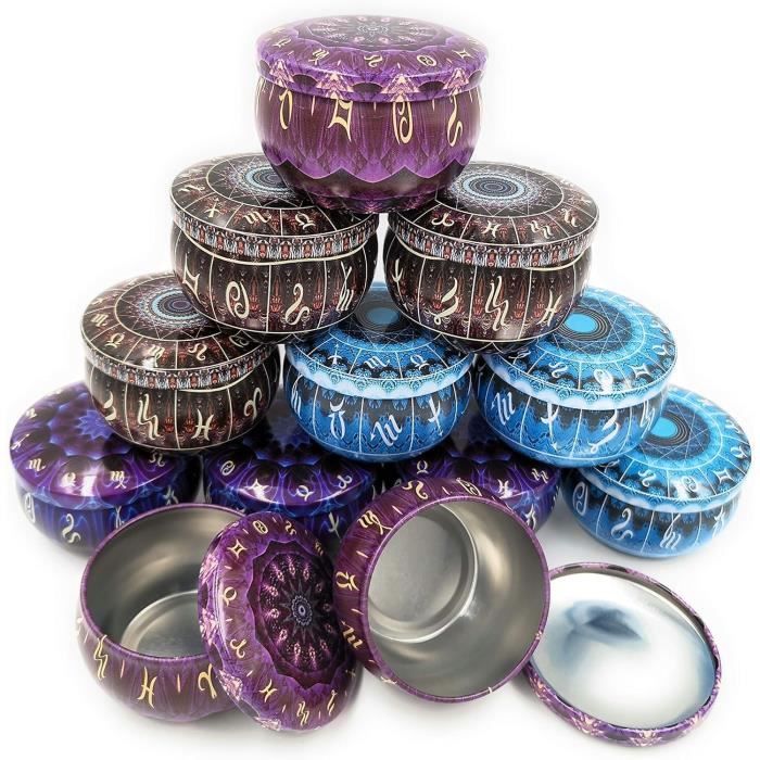 Lot 6 Pots à Bougie En Verre Ronds Avec Couvercles Métal 120g - DIY Bougies Aromathérapie