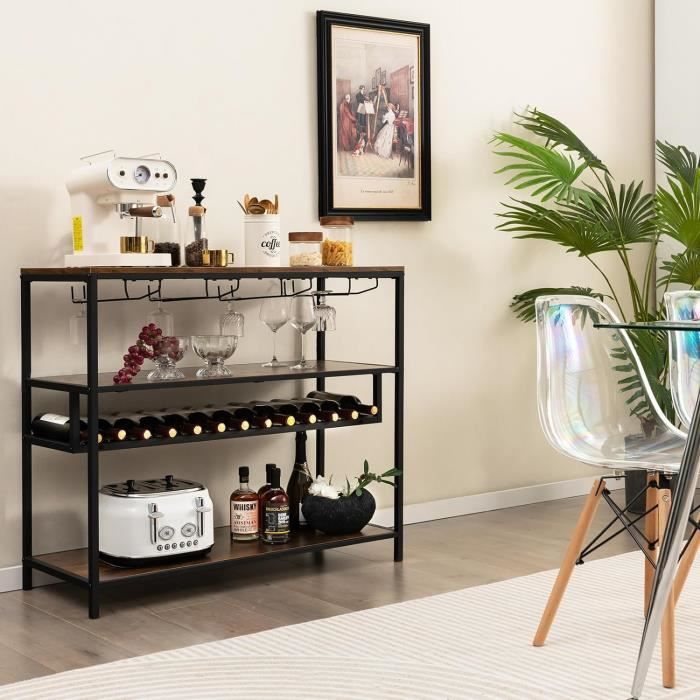 Étagère à Vin Murale Industrielle Pour 39 Bouteilles Avec Porte-verre à