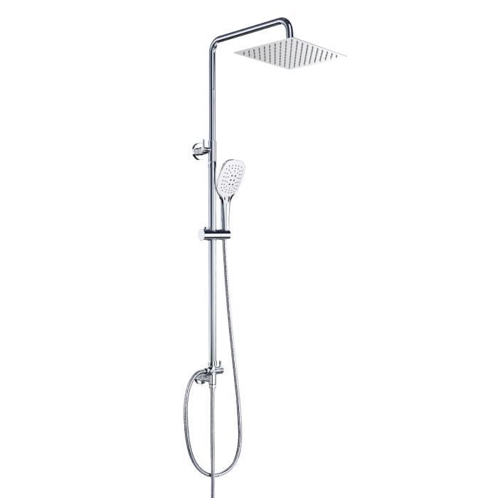 Colonne de Douche DALMO en Acier Inoxydable sans Robinet, Ensmeble de Douche avec Barre de Douche Réglable - DBWF01XS