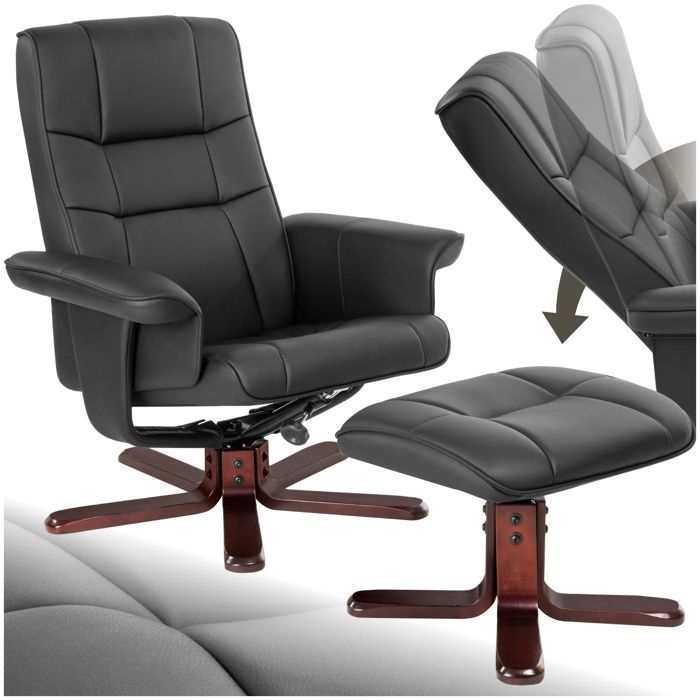 Tectake fauteuil relax avec pied en croix - noir/marron 401438