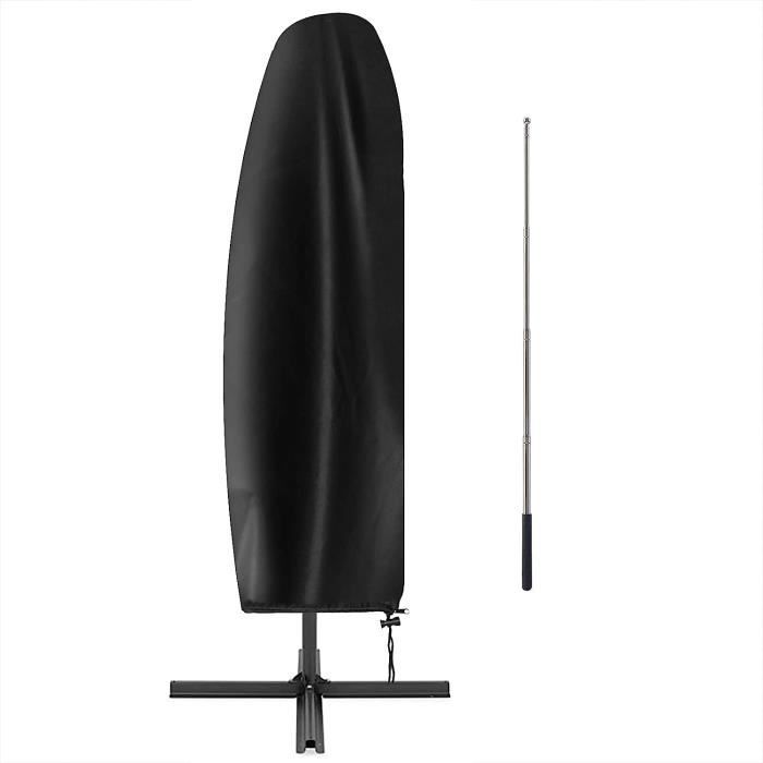 Housse De Protection Pour Parasol - Imperméable Et Anti-UV - Taille Adaptable 1,8 M à 3,4 M - Polyester Noir Avec Fermeture