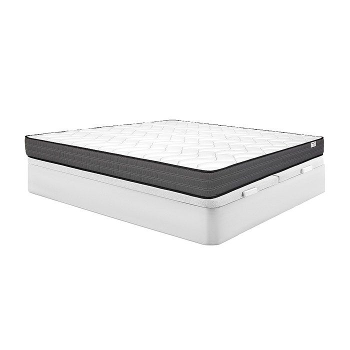 Ensemble 180 x 200 cm sommier coffre blanc + matelas ressorts ensachés ép.20cm - AMBRACIE de YSMÉE