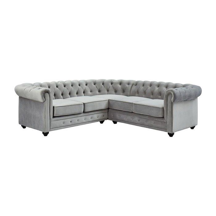 Canapé dangle en velours - CHESTERFIELD - Gris - Réversible - 4 places