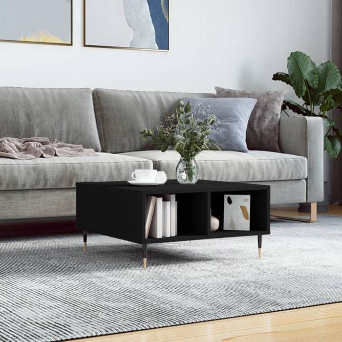 vidaXL Table basse noir 60x60x30 cm bois dingénierie 827029
