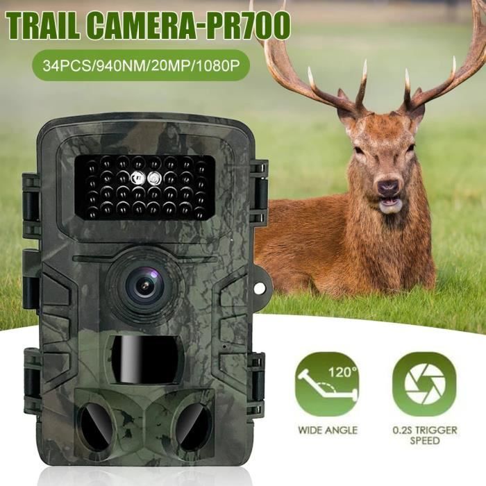 Caméra de Chasse 20MP Surveillance 1080P HD Étanche IP66 Détection Thermique Vision Nocturne pour Observation d'animaux Sauvages
