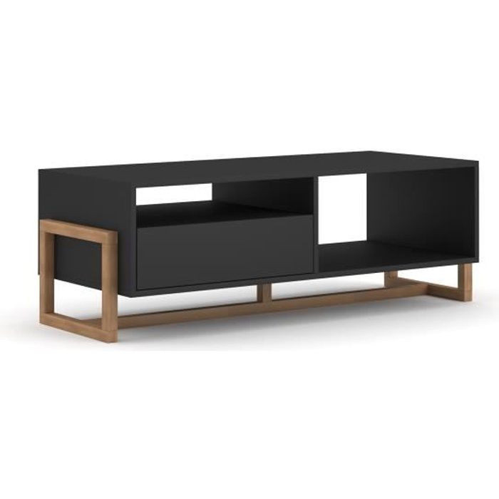table basse vivaldi - oslo - 120 cm - noir mat - style moderne