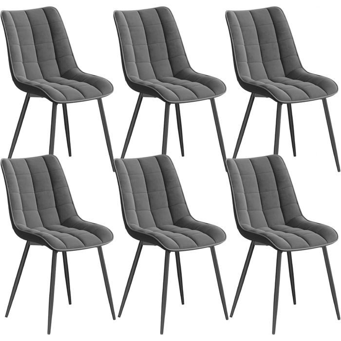 WOLTU 6X Chaise de Salle à Manger Chaise de Cuisine Assise rembourrée en Velours épais Pieds en métal Gris Foncé WOLTU 6X Chaise de Salle à Manger Chaise de Cuisine Assise rembourrée en Velours épais Pieds en métal Gris Foncé