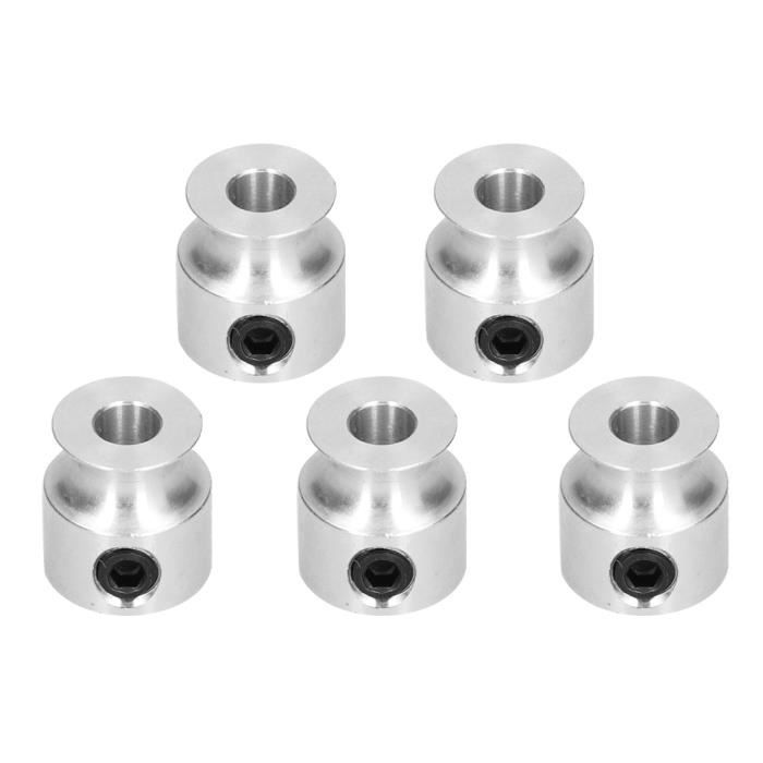 Lot De 5 Poulies Rondes Fixes à Vis | Alliage D'Aluminium | Trou De 16 Mm | Pour Transmission Par Courroie Ronde