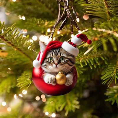 Suspension Noël Chat 20 Pièces Déco Noël Chat Mignon En Acrylique - Ornements Sapin, Miroir Voiture Ou Cadeaux Pour Amoureux Des Chats Suspension Chat Mignon