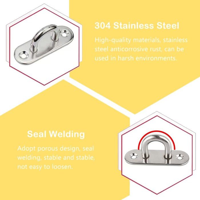 ENUTROF - Lot De 8 Plaques à œillet + Mousquetons En Inox 304 Pour Accrocher Tout, Partout ! - 3