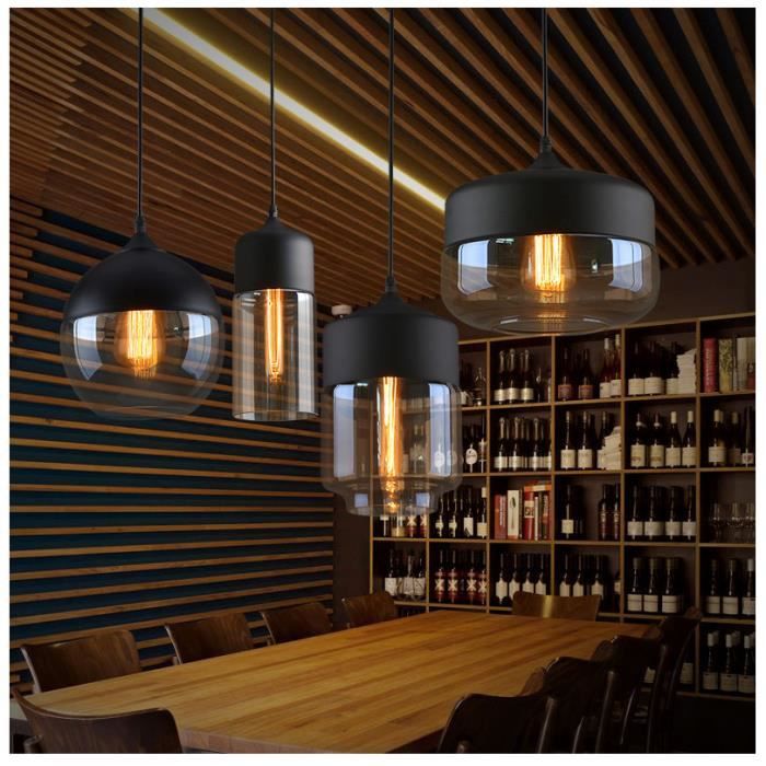 Lot De 2 Suspensions IDEGU Style Rétro Moderne - Vert - Ampoule E27 Non Fournie