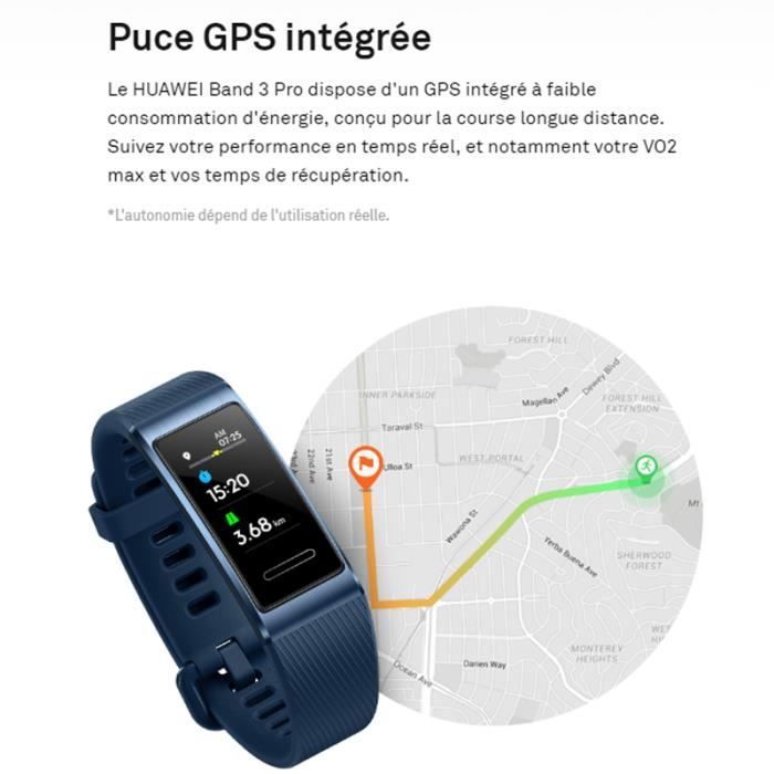 Bracelet huawei band on sale 3 pro bleu