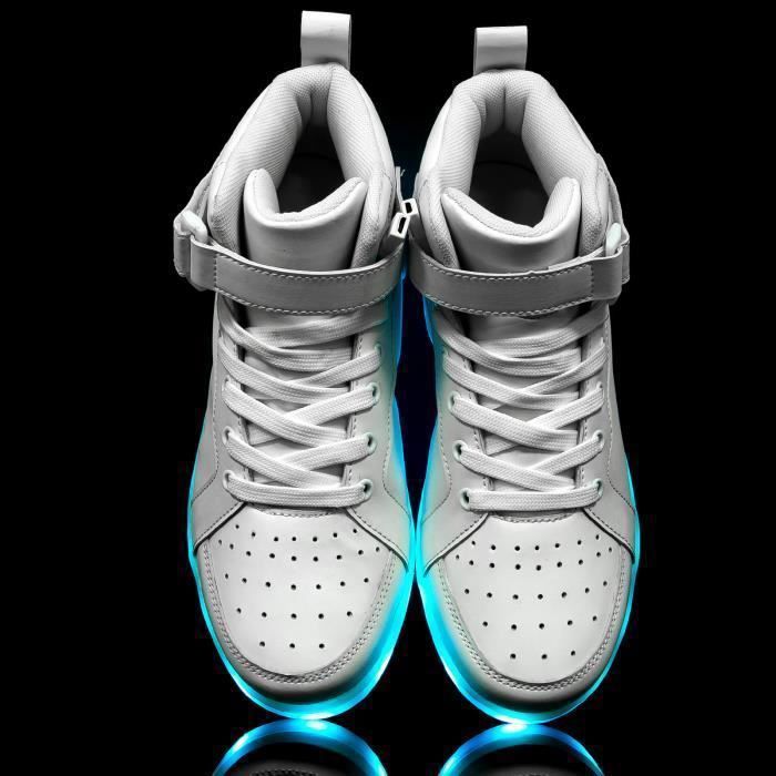 Basket Lumineuse pour Enfant Blanc Plat Enfant Synthetique Mixte Lacets Blanc Cdiscount Chaussures