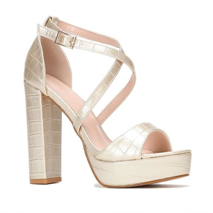 Sandales brides croisées dorées outlet