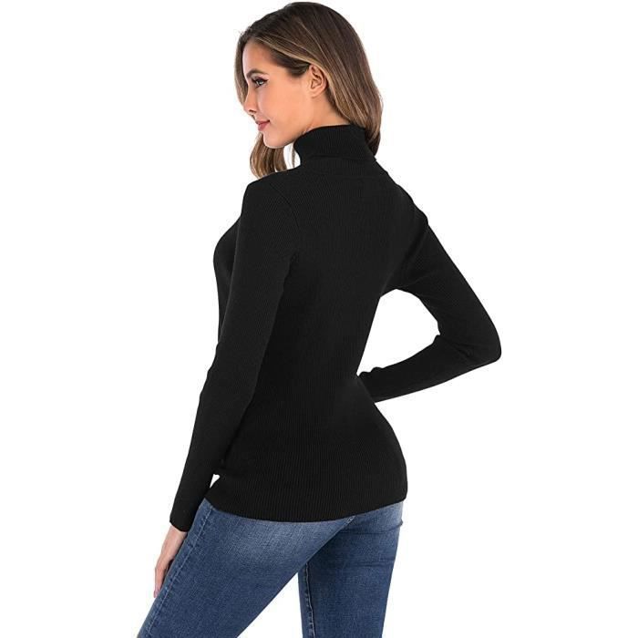 Col Montant Sous Pull Femme Noir Pull Femme Col Roulé Tricot Hiver