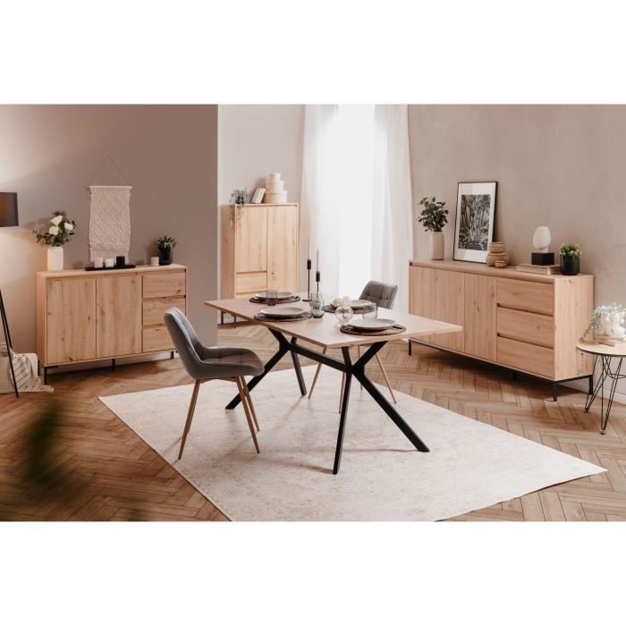Table à manger ONEX - Chêne artisan et noir - 180 x 90 x 75 cm - Jusqu ...
