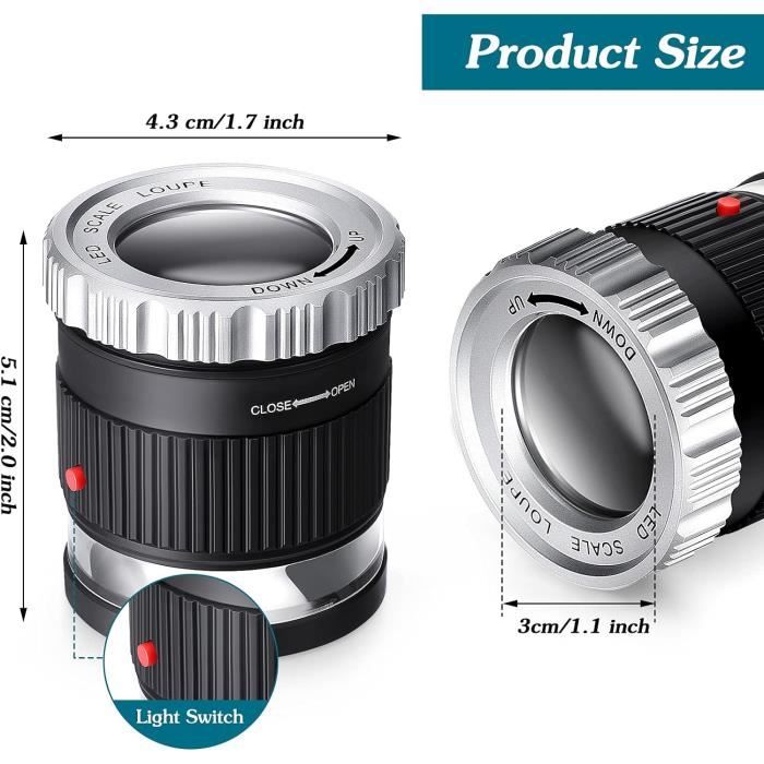 Loupe à Main 30x Avec LED Et Lumière UV – Idéale Pour Bijoux, Diamants, Identification – Modèle De Luxe