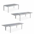 Salon de jardin table extensible - Washington Taupe - Table en aluminium 200/300cm. plateau en verre dépoli. rallonge et 8 fauteuils-2