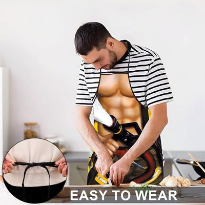 Tablier De Cuisine Humoristique 'muscles' Pour Homme - Nylon, Idéal Pour Enterrement De Vie De Garçon, BBQ