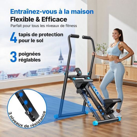 Stepper D'escalier Vertical Avec écran LCD - Guidon Réglable, Pliable, Capacité 150 Kg, Cardio Fitness