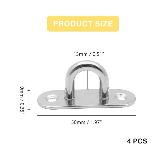 ENUTROF - Lot De 8 Plaques à œillet + Mousquetons En Inox 304 Pour Accrocher Tout, Partout ! - 2