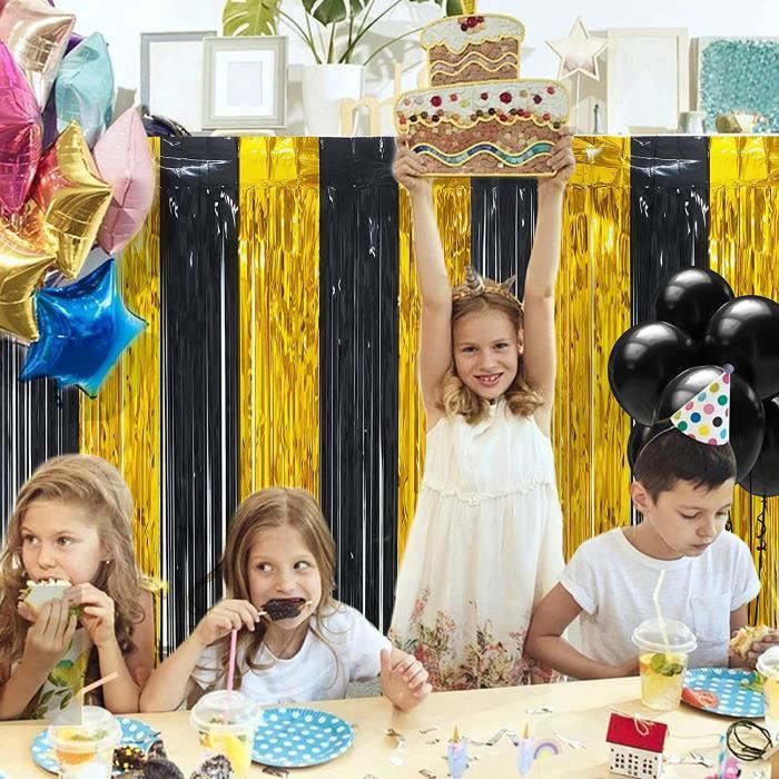 Décorations de fête d'anniversaire kit, rideau à franges en feuille d'aluminium  avec ballons pour anniversaire, mariage, fian[A558] - Cdiscount Maison