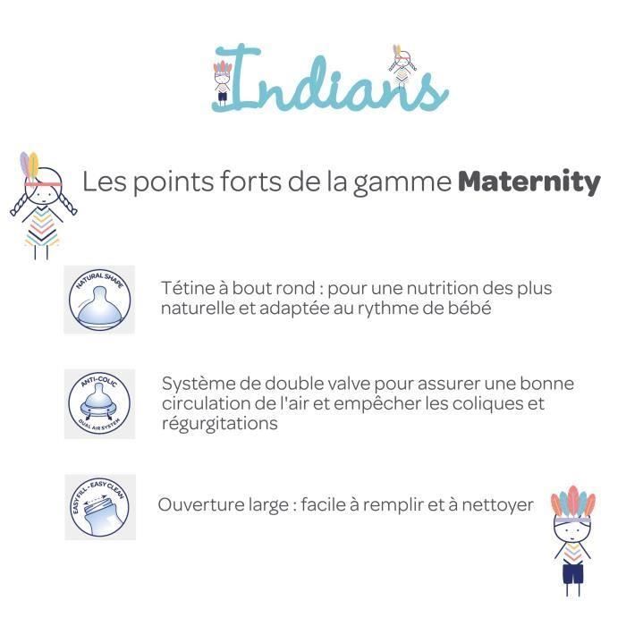 BEBE CONFORT Biberon Maternity 270ml avec poignées Indians Bleu (Lot de 3)  - Cdiscount Puériculture & Eveil bébé
