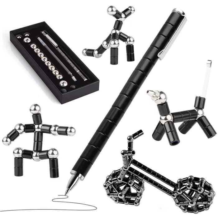 Stylo magnétique stylo agité décompression magnétique jouet artefact stylo  capacitif cadeau papeterie, en noir