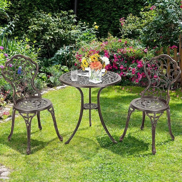 Tramontina Salon De Jardin 2 Personnes Bois Teck - Table Et 2 Chaises Pliantes Gris