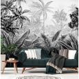 Papier Peint Auto-adhesif Forêt Jungle 368x254 cm Amazonia noir et blanc Panoramique Salon Photo Muraux Moderne Trompe l'oeil-3