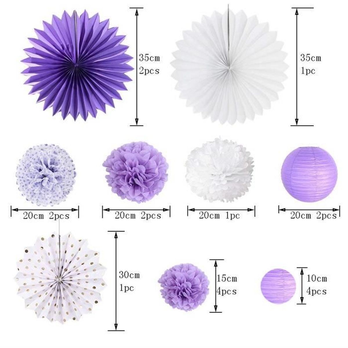 20pcs Salon Chambre Violet Gris Blanc Decoration Papier De Soie