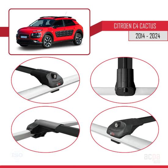 MDAK Barres De Toit ACE-4 Pour Citroën C1 2014-2021 - Porte-Bagages Gris Compatible Sans Barres D'Origine
