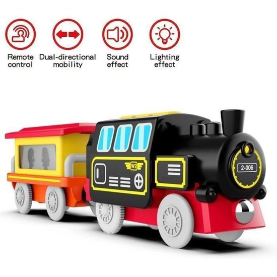 Train électrique Magnétique Pour Enfant - Locomotive à Piles Avec Effets Sonores, Compatible Thomas & Brio (3 Ans+)