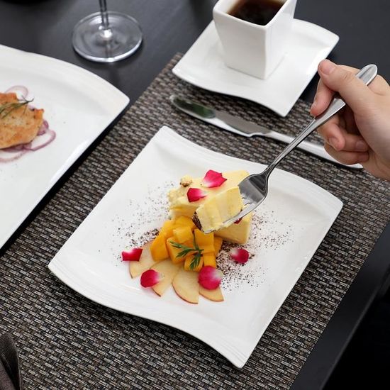 MALACASA, Flora-serie, 36-delige set, marmeren porseleinen serviesset, combiservies, tafelservies met elk 6 koffiekopjes, 6 schoteltjes, 6 dessertborden, 6 soepborden, 6 platte borden en 6 mueslikommen