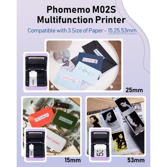 Phomemo M02S 300dpi Imprimante Photo Portable pour Smartphone Mini  Imprimante Thermique Bluetooth, Compatible avec Papier 15, - Cdiscount  Informatique