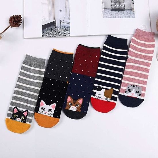 MAKABO Chaussettes pour Femmes Lot en Coton Chaussettes Fantaisie Animaux Aliments Imprimé Chaussettes