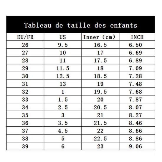 Taille chaussure hotsell 6 ans