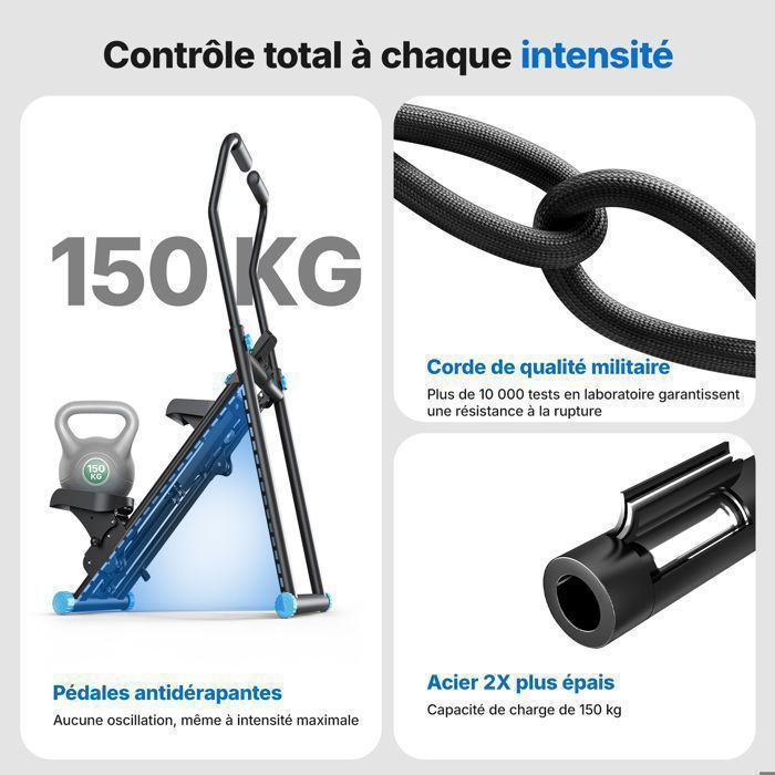 Moniteur LCD Temps Calories Stepper D'Escalier Reheyre - Machine Cardio 3 En 1 Pliable - Guidon Réglable - LCD - 150kg Max Reheyre Stepper Vertical Pliable 150kg